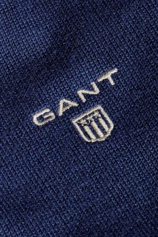 Navy Gant Button Neck Pullover